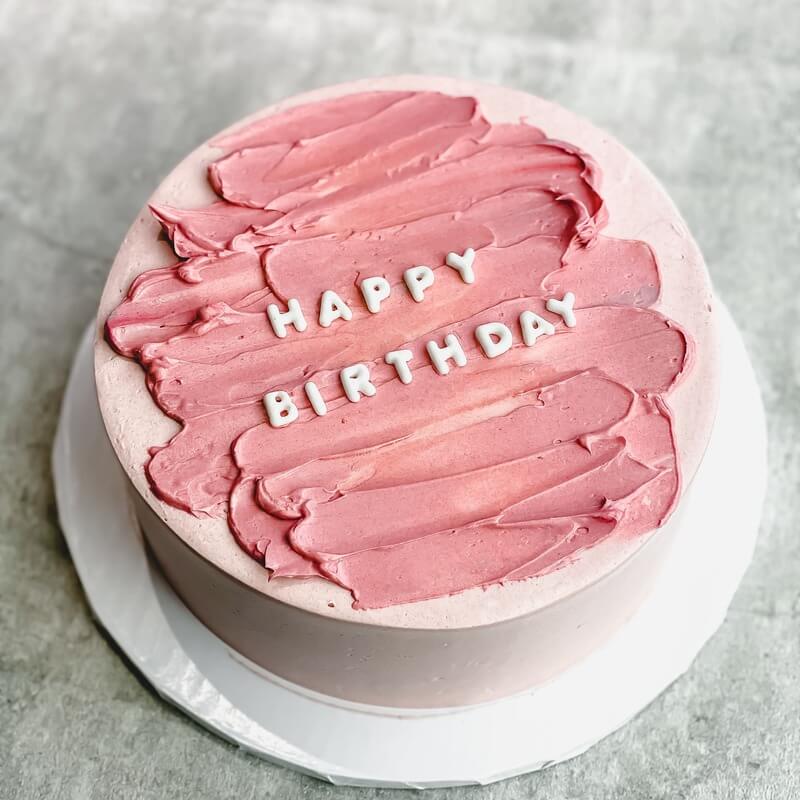 Dusty Pink Korean Lettering Cake